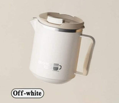 Off-white 500ml insulated coffee mug made of stainless steel with a stylish design.