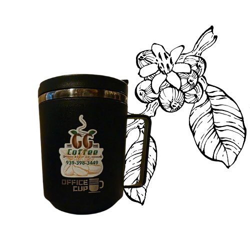 Black stainless steel 500 ml thermal coffee mug with double-wall insulation, durable and stylish design.